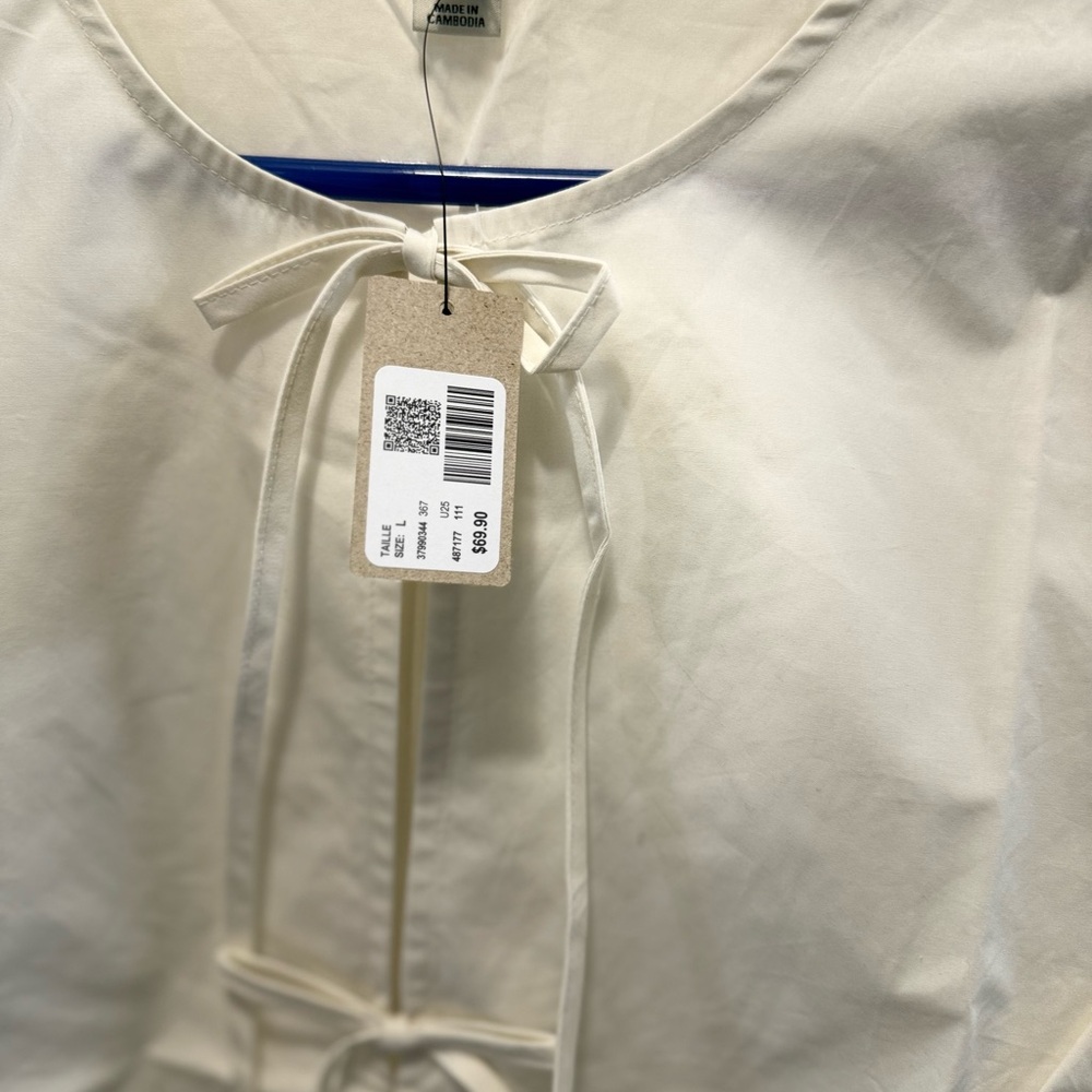 RW&CO White Peplum Blouse | Elbow Sleeve | Front Tie | NWT | Size L - Picture 5 of 5
